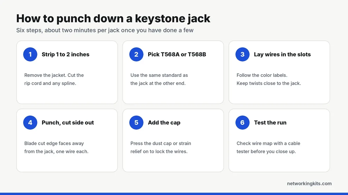 How to punch down a keystone jack step by step - best punch down tools for cat6