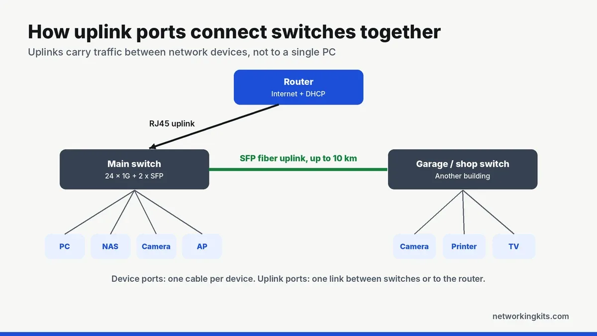 What is an uplink port diagram connecting a switch to a router and another switch What is an uplink port diagram connecting a switch to a router and another switch